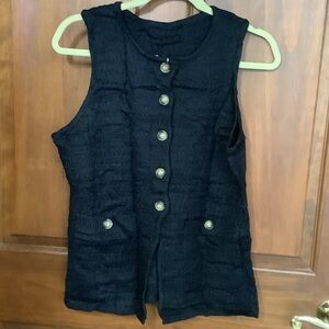 Black Button-Up Women's Vest